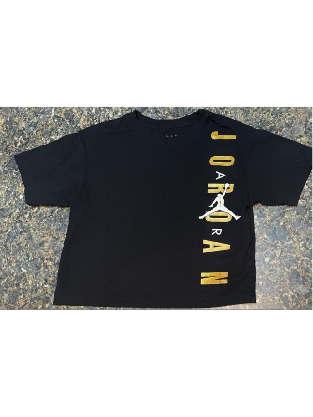 Girls Air Jordan Black Gold Short Sleeve Tee M Jumpman